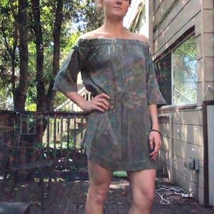 Olive Green Off the Shoulder Dress